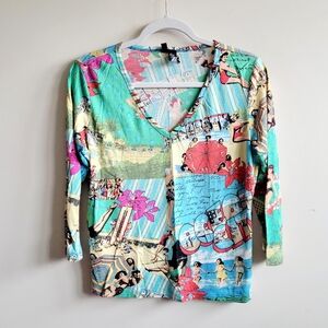 Lynn Ritchie Pin Up Beach Mixed Media Silk Blen Top